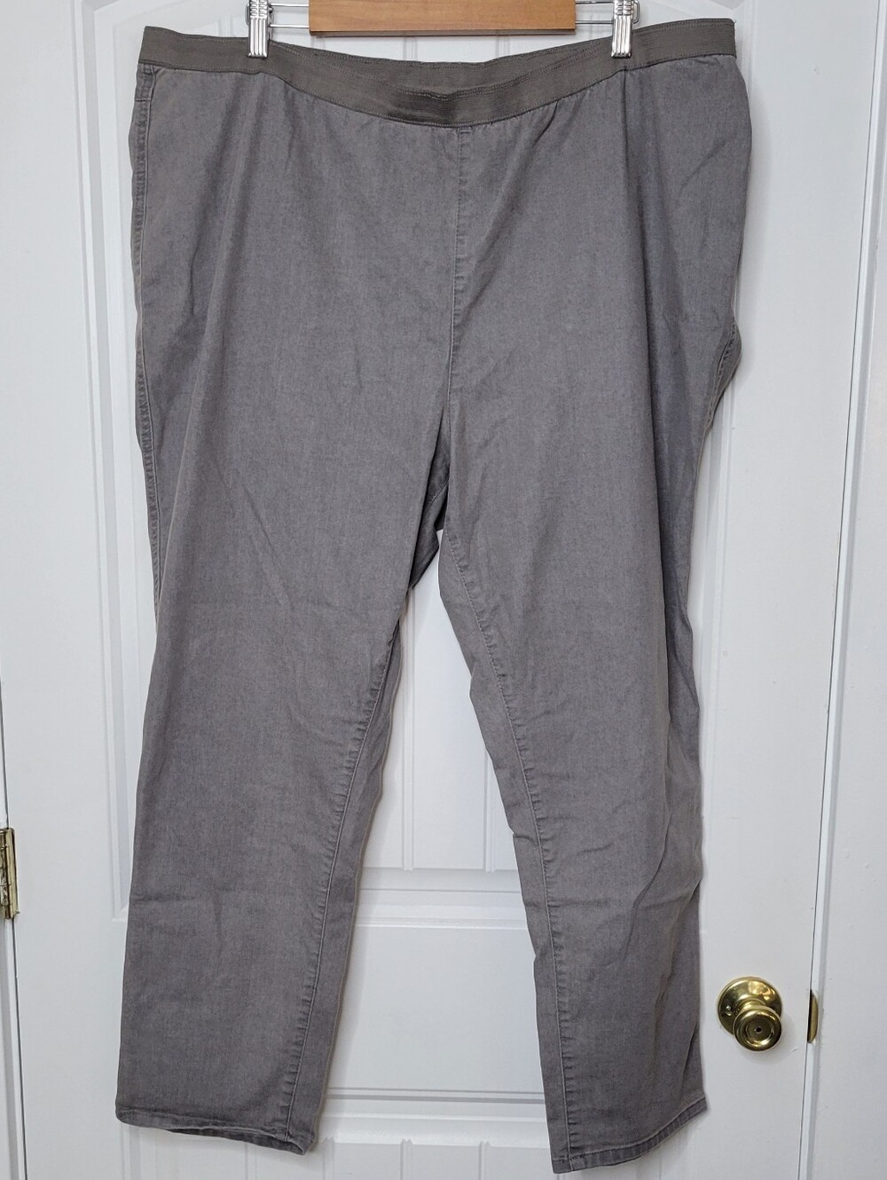 Jessica London Gray Straight-Leg Pants with Elastic Waistband